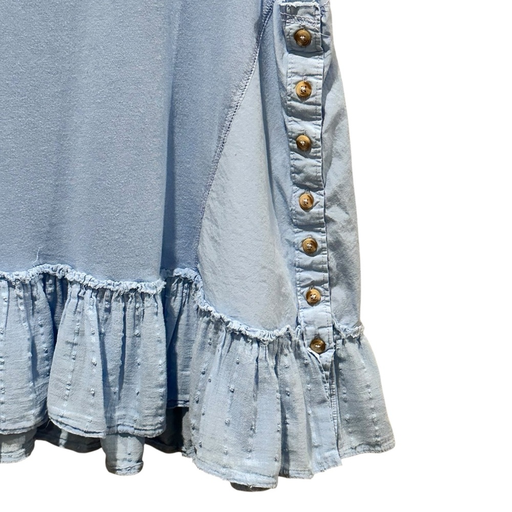 (Sold) Anthropologie Ruffle Hem Button Side Oversized Light Blue Tank Size XS - Picture 4 of 10